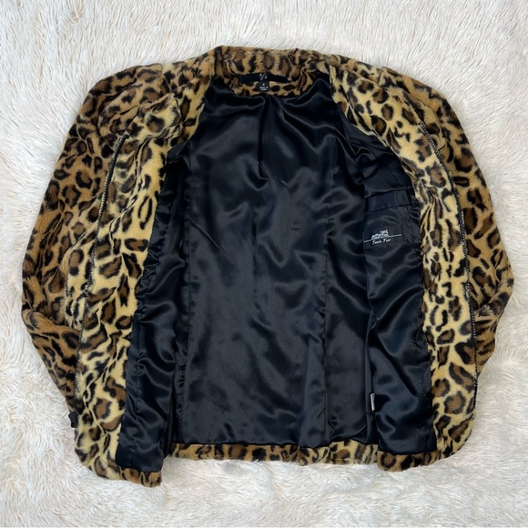 RLZ Racheal Zoe faux fur jacket leopard print puff sleeves mob wife Sz O - Picture 5 of 16